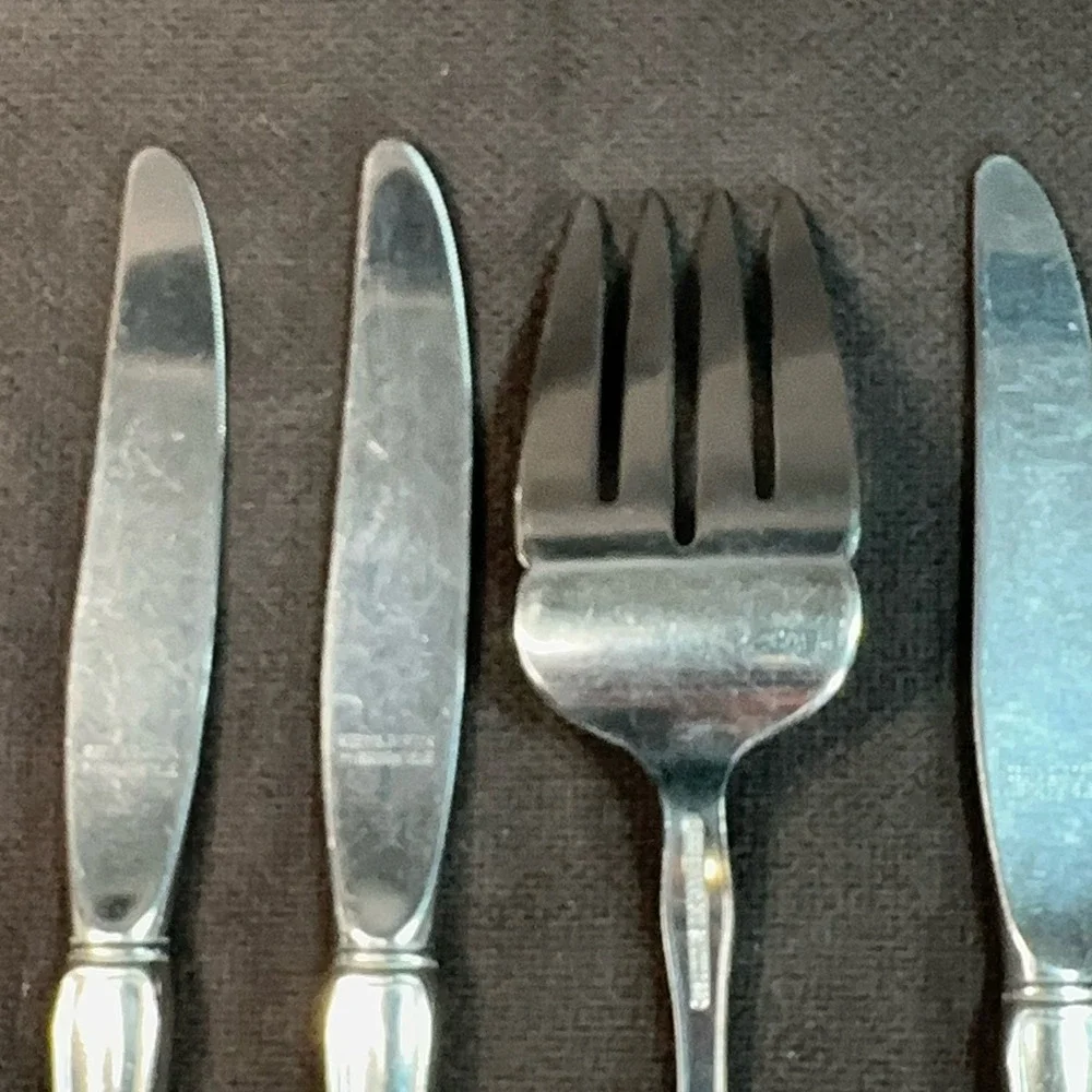 Reed‎ & Barton REGENCY Stainless Steel Flatware Meat Fork Dinner Knife Lot Of 5
